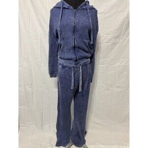 Kroix Premium Denim 2 Piece Blue Lounge Set With Flare Bottoms Size Small